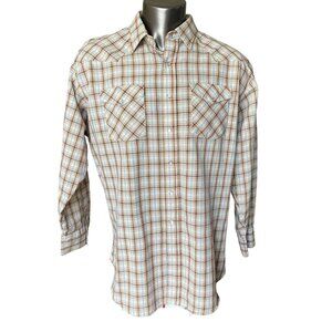 Vintage Mens Big Mac Western Pearl Snap Plaid Button Down Shirt TXL
